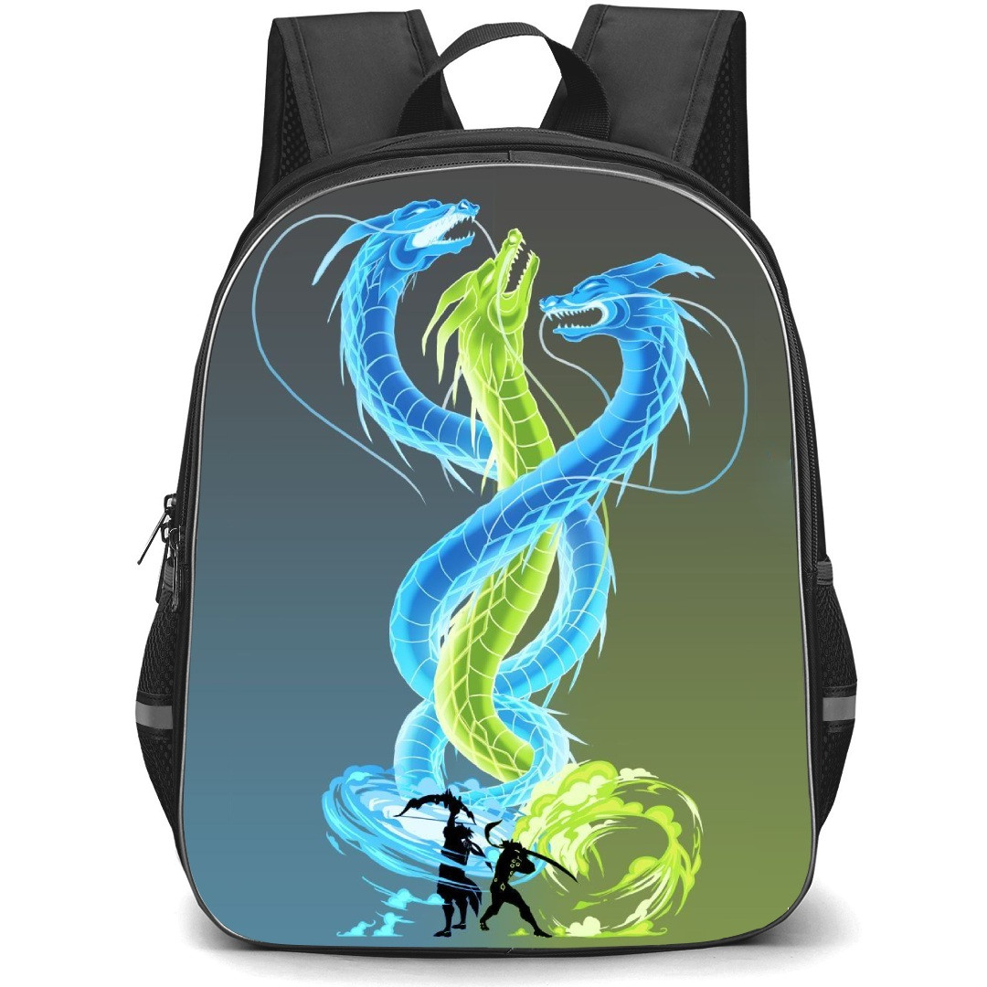 Overwatch Backpack StudentPack - Hanzo And Genji Silhouette On Grey Background