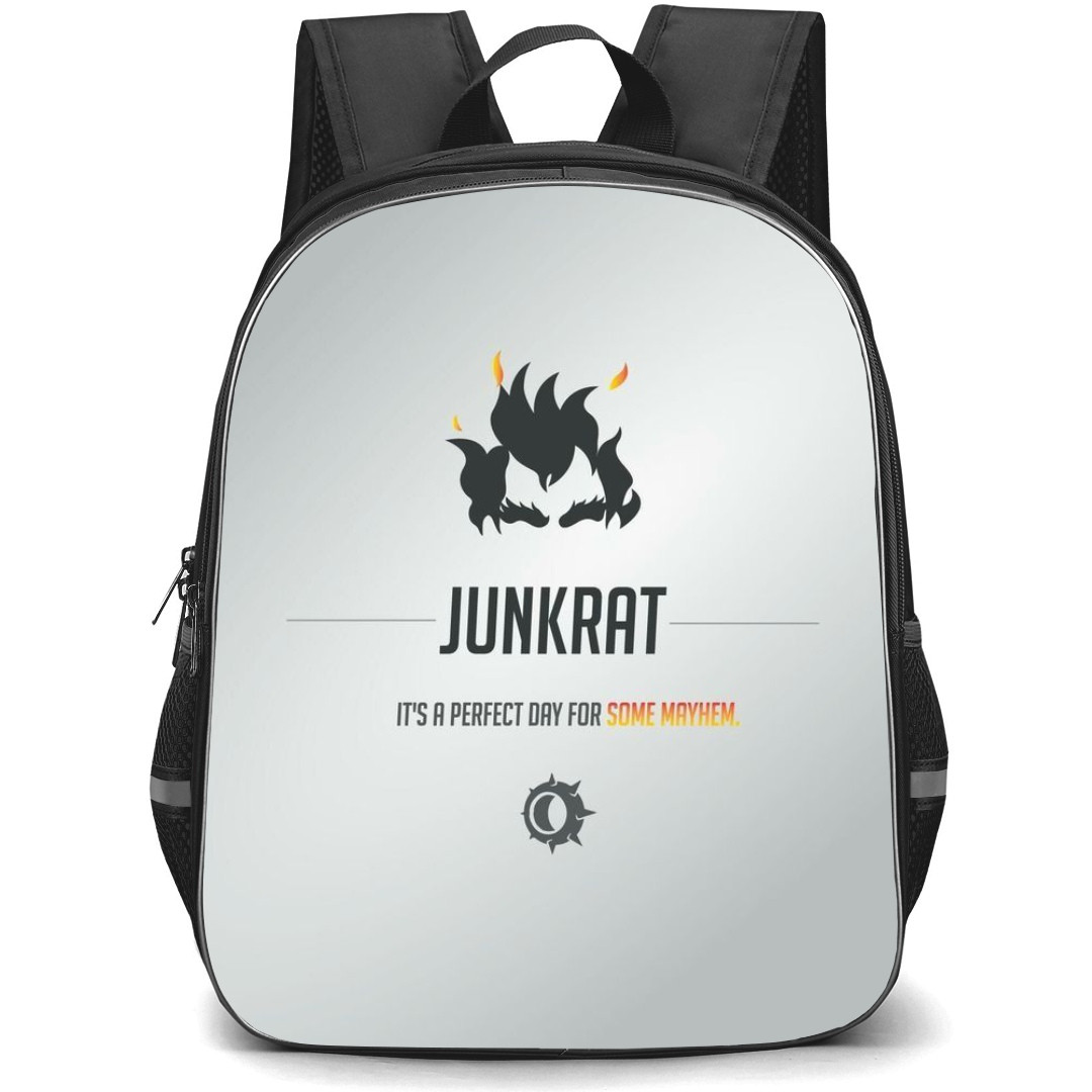 Overwatch Junkrat Backpack StudentPack - Junkrat Sympol Minimalist On Silver Background