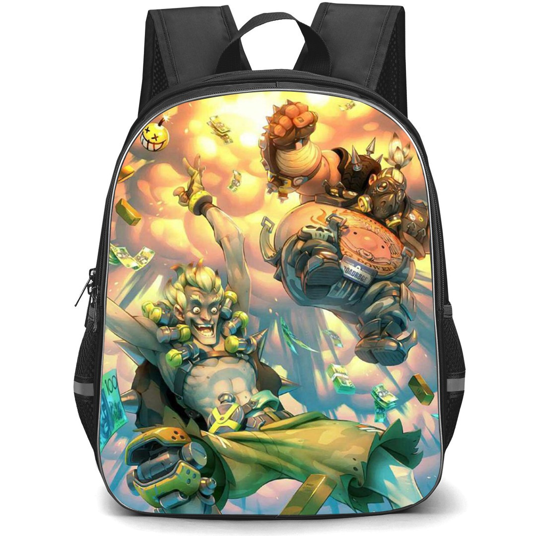 Overwatch Backpack StudentPack - Junkrat And Roadhog Falling Illustration
