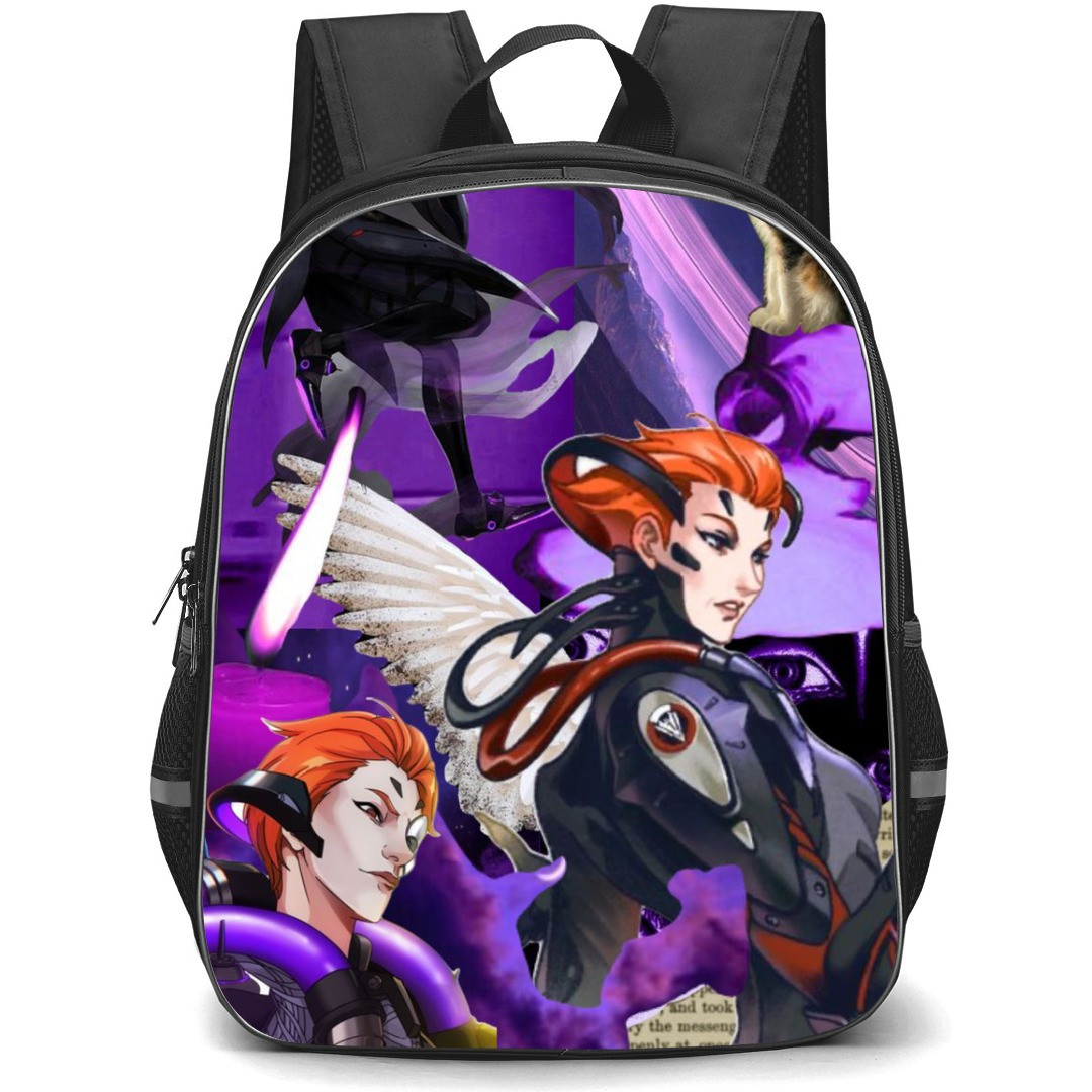 Overwatch Moira Backpack StudentPack - Moira Collage On Purple Background