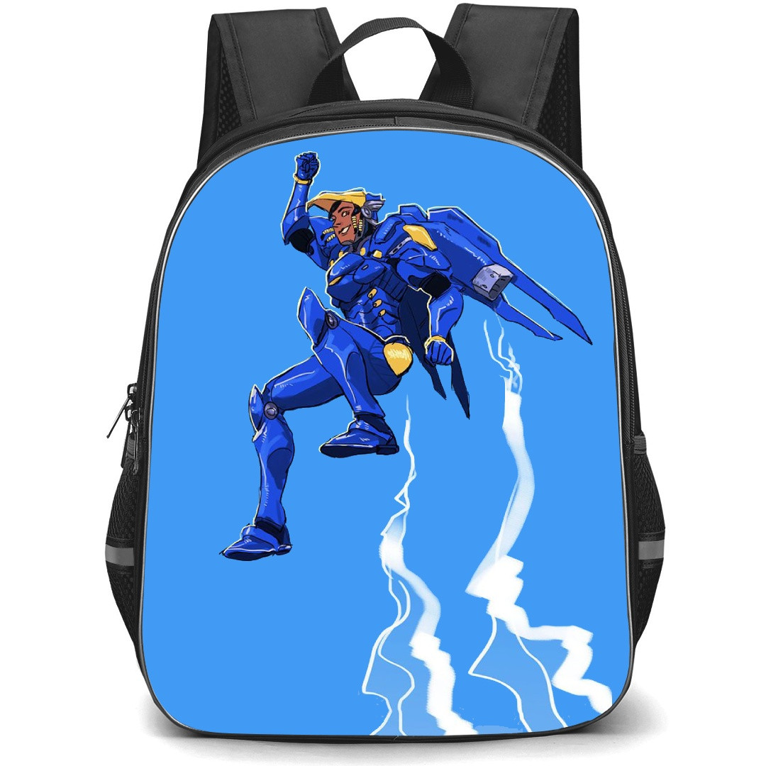Overwatch Pharah Backpack StudentPack - Pharah Flying On Blue Background