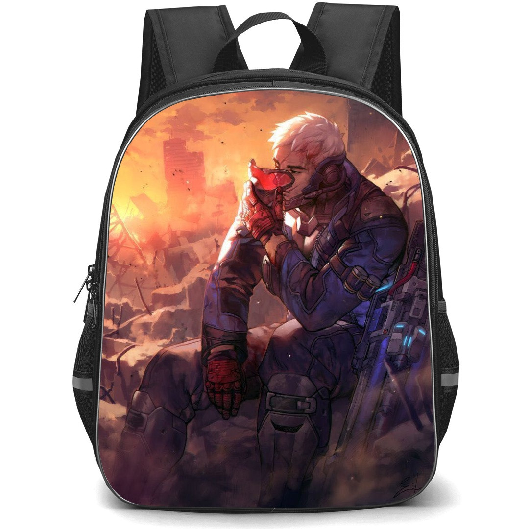 Overwatch Soldier 76 Backpack StudentPack - Soldier 76 Sitting Illustration