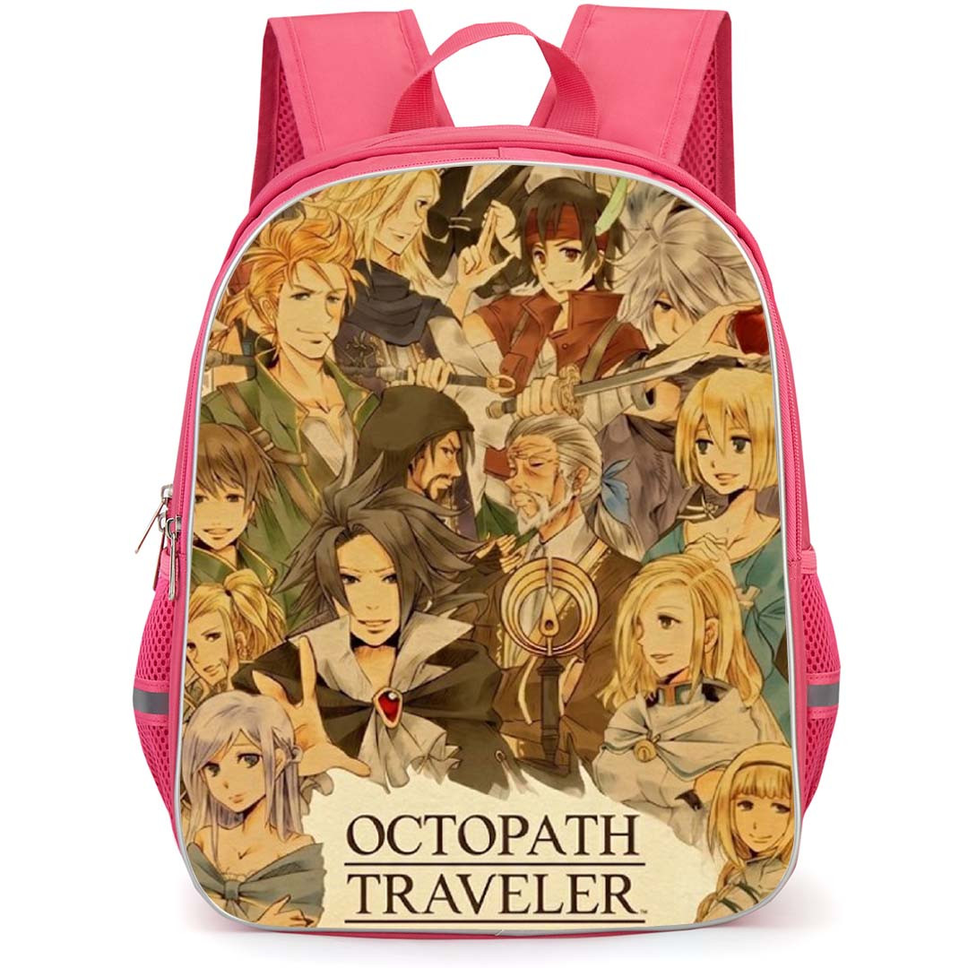 Octopath Traveler Backpack School Bag StudentPack - Octopath Traveler Characters Smiling Collage Series Poster