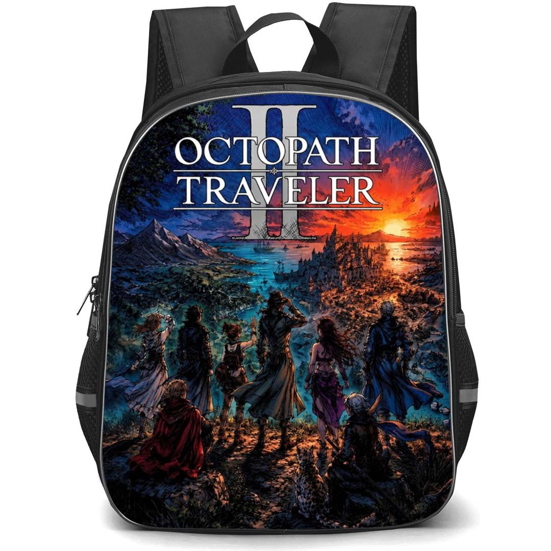Octopath Traveler Backpack School Bag StudentPack - Octopath Traveler Sunset Landscape Series Poster