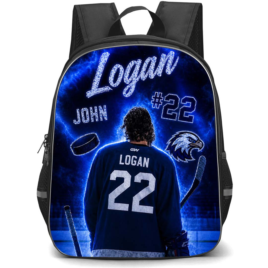 Off Campus John Logan Backpack School Bag StudentPack - John Logan 44 Ice Hockey Legend Standing Under Stadium Spotlight Poster