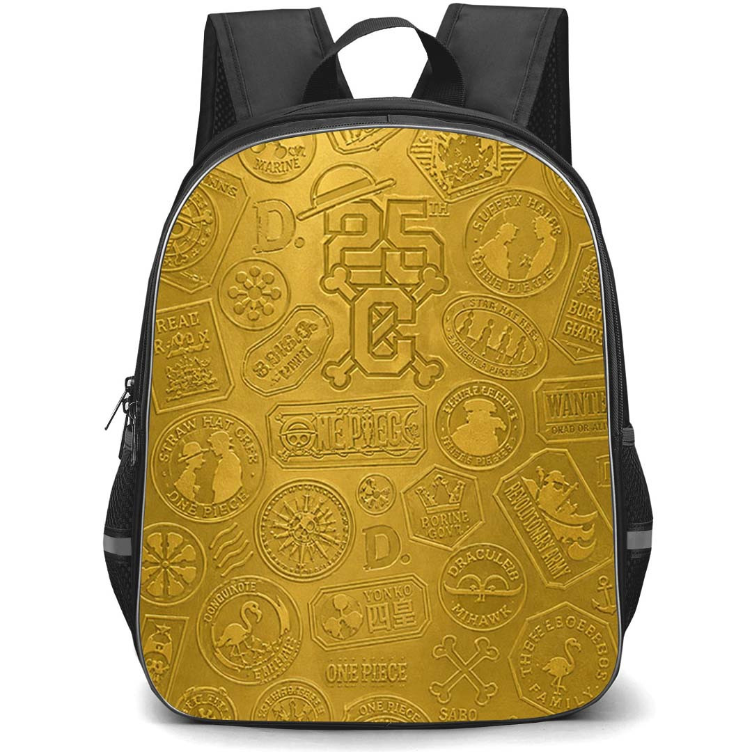 One Piece Backpack School Bag StudentPack - One Piece 25th Anniversary Gold Emblem Poster