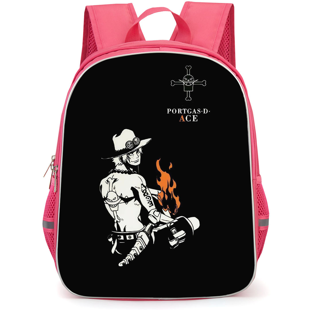 One Piece Ace Backpack StudentPack - Ace Black And White Sitting Portrait
