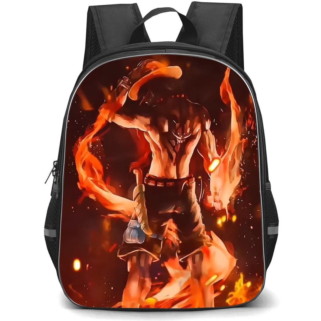 One Piece Ace School Backpack StudentPack - Ace Back Portrait On Fire