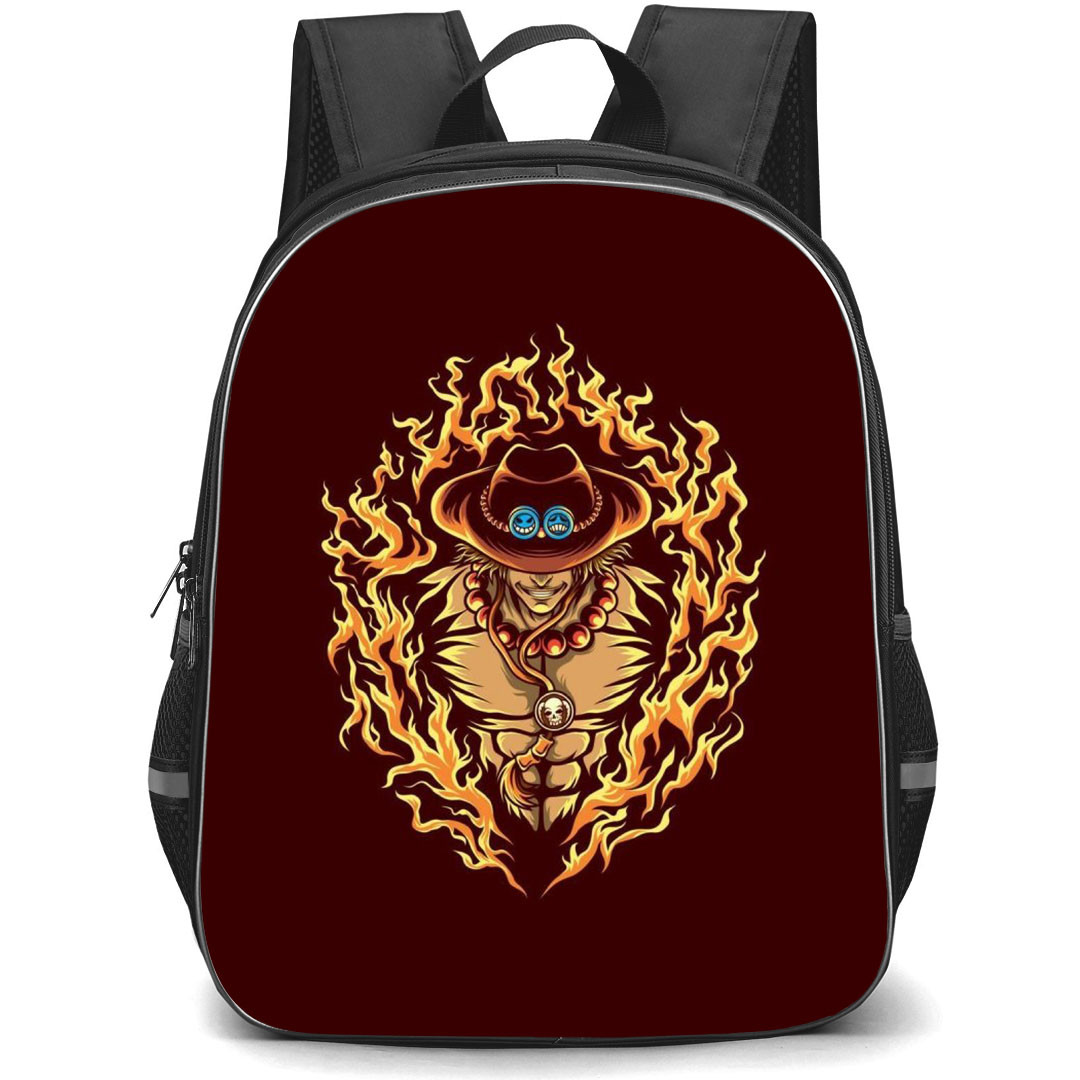 One Piece Backpack StudentPack - Ace Burning Artwork