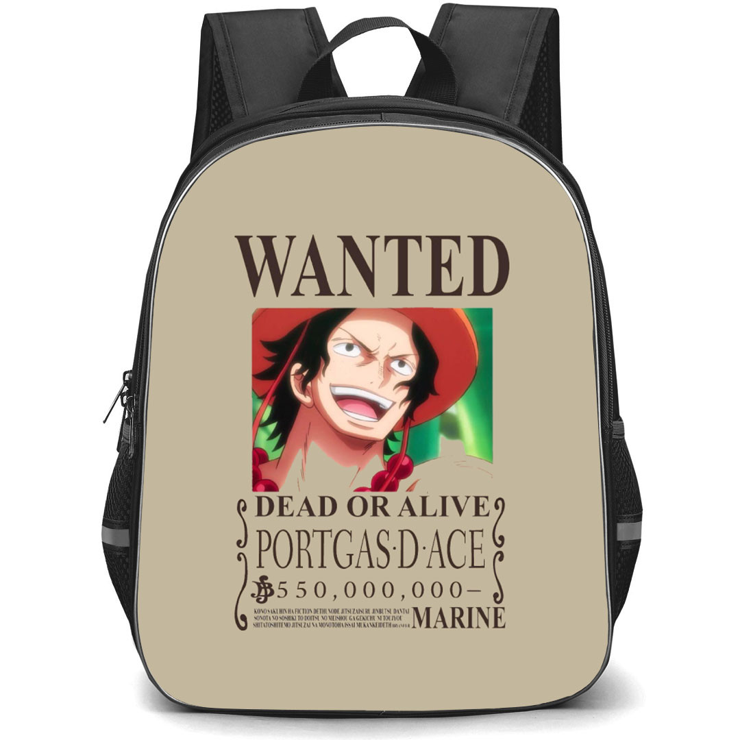 One Piece Ace Backpack StudentPack - Ace Wanted Bounty Poster