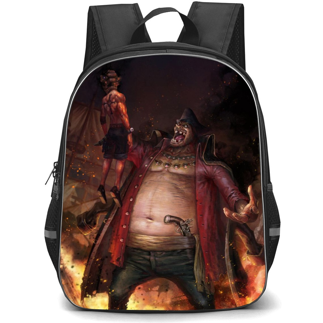 One Piece Black Beard School Backpack StudentPack - Black Beard Fighting Ace Illustration