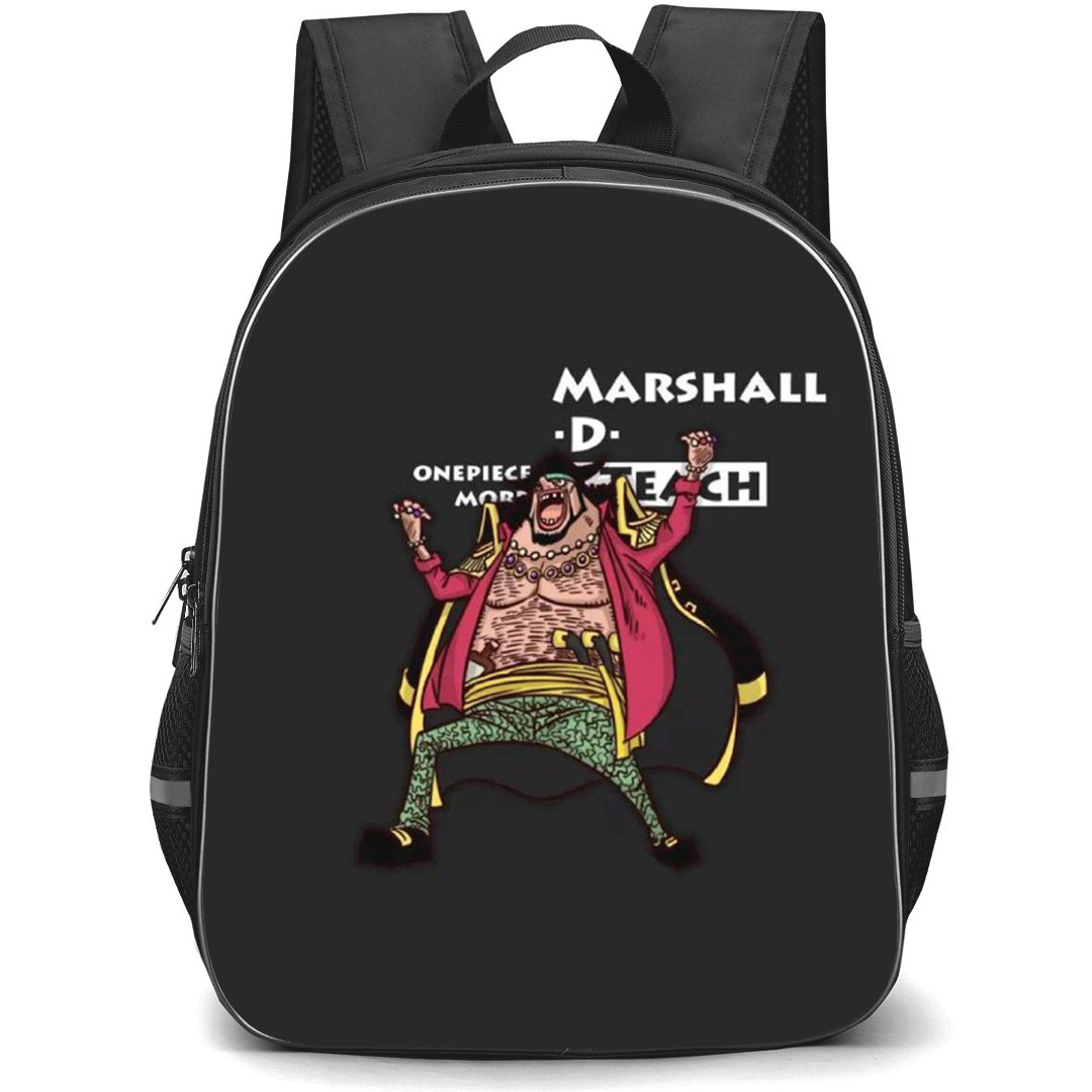 One Piece Black Beard Marshall D Backpack StudentPack - Black Beard Marshall D Standing Artwork Black Background