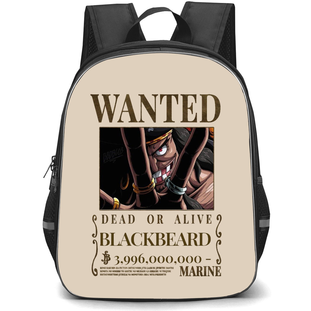 One Piece BlackBeard Backpack StudentPack - BlackBeard Wanted Bounty Poster