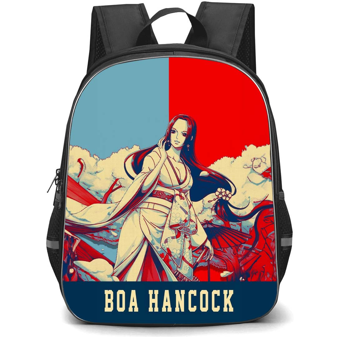 One Piece Boa Hancock Backpack StudentPack - Boa Hancock Portrait Blue Red Background