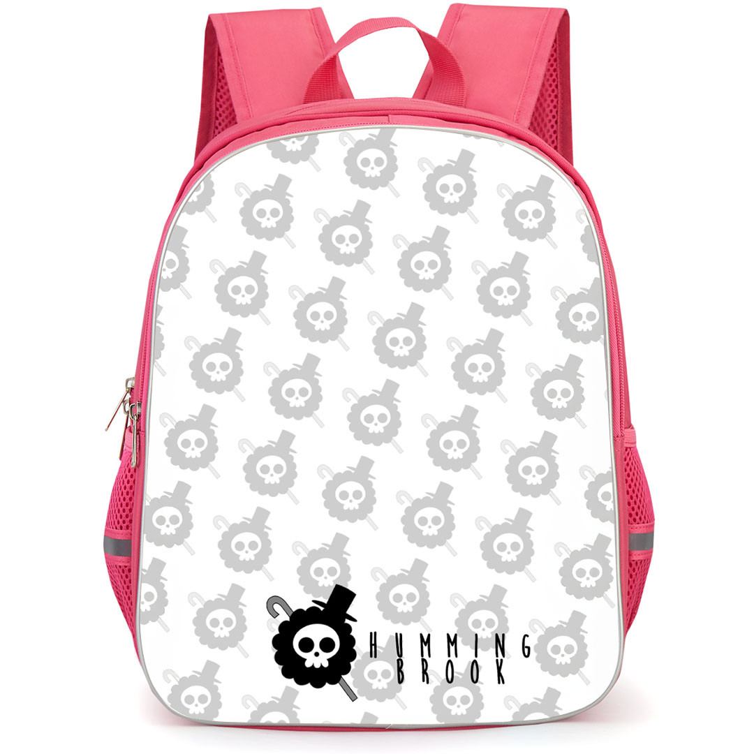 One Piece Brook Backpack StudentPack - Brook Chibi Pattern Art On White Background