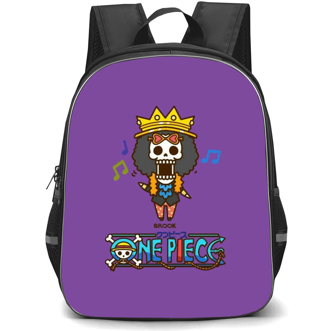 One Piece Brook Backpack StudentPack - Brook Chibi Portrait Purple Background