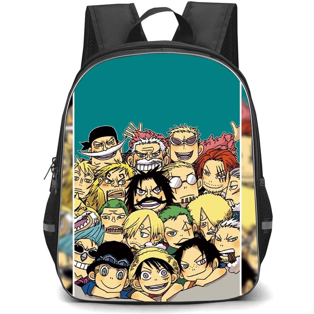 One Piece Backpack StudentPack - One Piece Characters Heads Blue Background