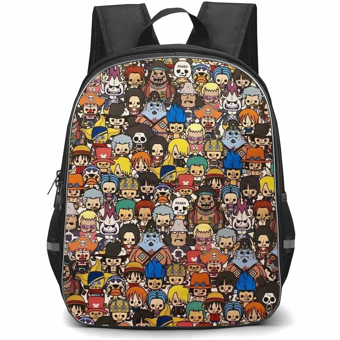 One Piece Backpack StudentPack - All Characters Collage Chibi Pattern Art