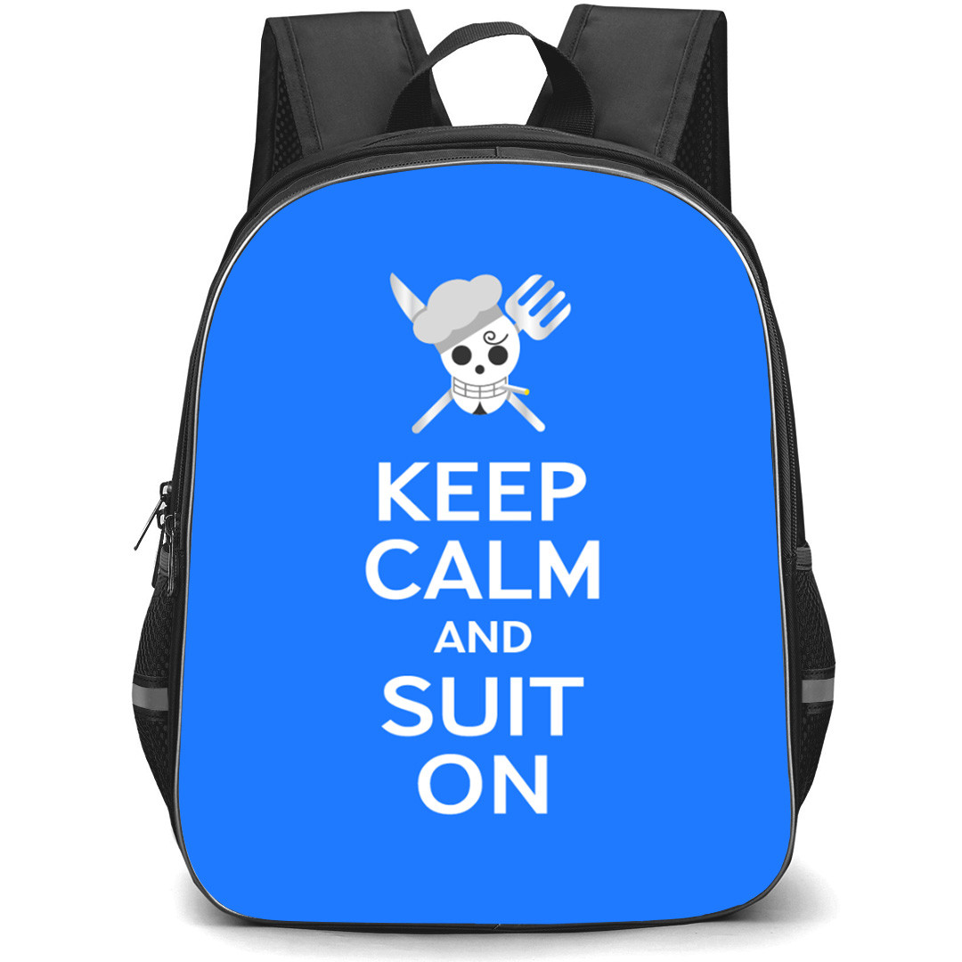 One Piece Chopper Backpack StudentPack - Chopper Keep Calm And Stay Blue Background