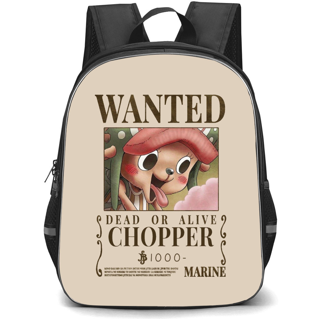 One Piece Chopper Backpack StudentPack - Chopper Wanted Bounty Poster