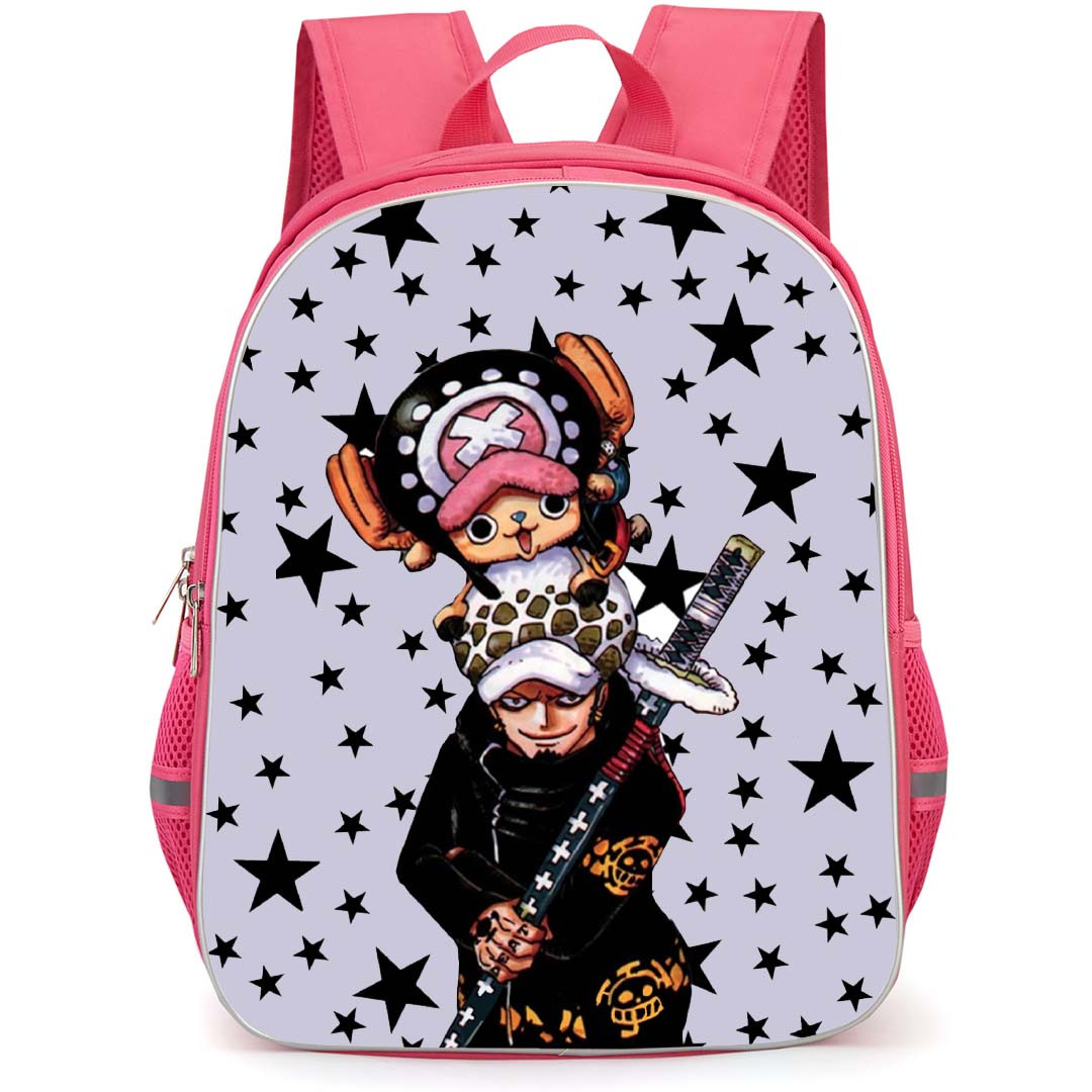 One Piece Backpack StudentPack - One Piece Chopper Sitting On Law Black Star Background
