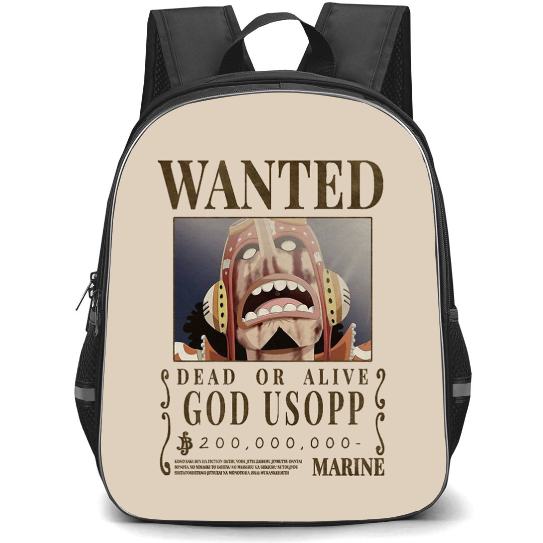 One Piece GOD USOPP Backpack StudentPack - GOD USOPP Wanted Bounty Wanted Poster