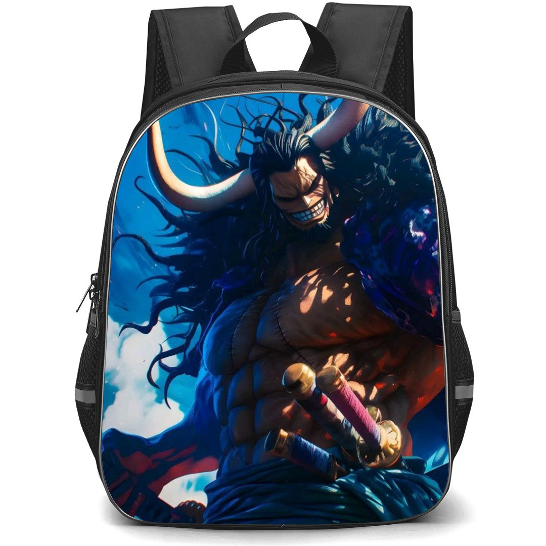 One Piece Kaido School Backpack StudentPack - Kaido Smilling Blue Background