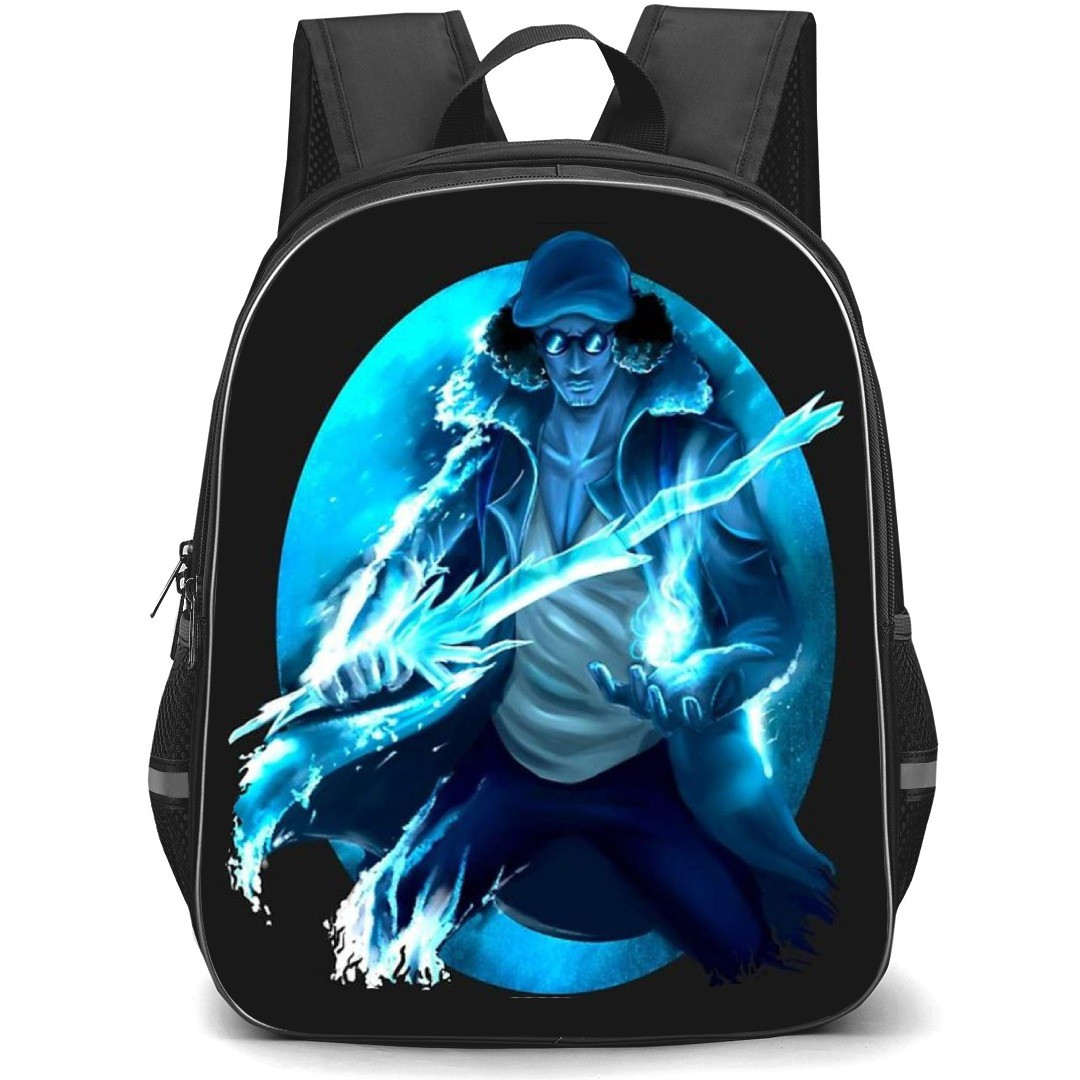 One Piece Kuzan School Backpack StudentPack - Kuzan Blue Portrait with Ice Knife