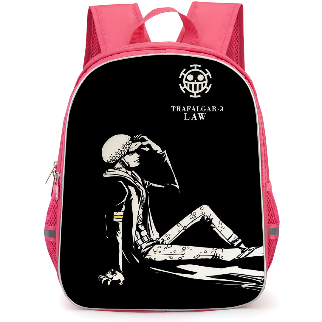 One Piece Trafalgar D Water Law Backpack StudentPack - Trafalgar D Water Law Black And White Sitting Side Portrait