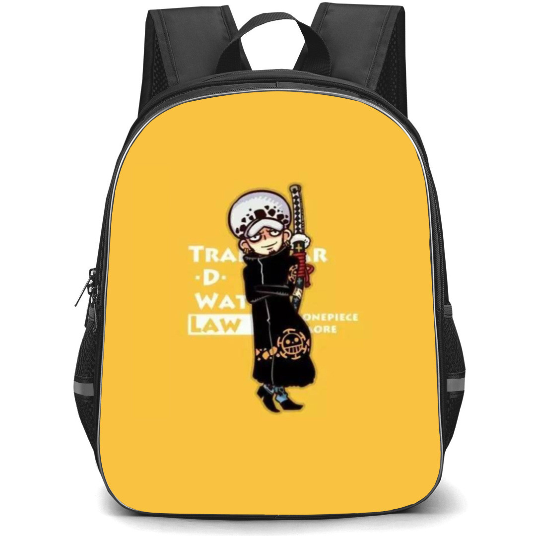 One Piece Trafalgar D Water Law Backpack StudentPack - Trafalgar D Water Law Portrait Yellow Background