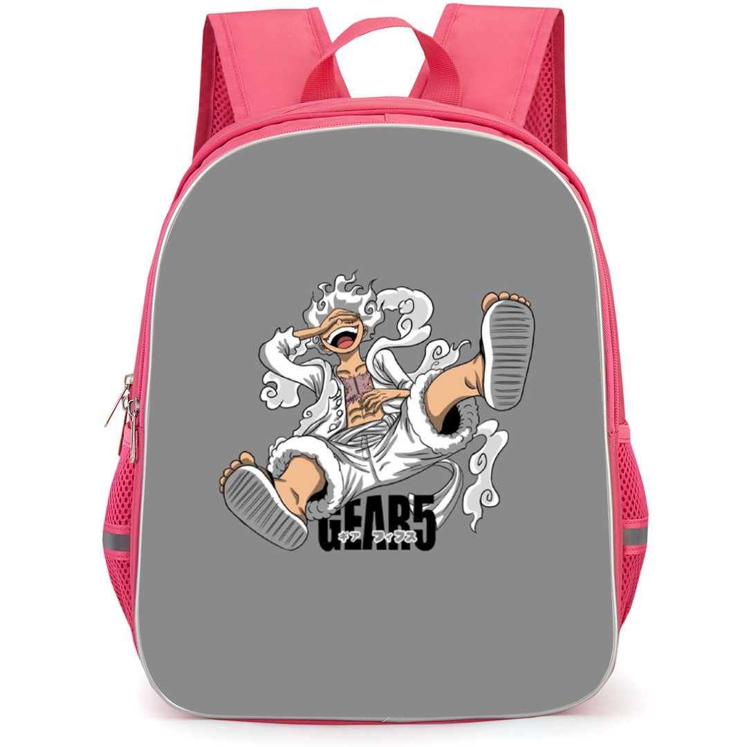 One Piece Luffy Backpack StudentPack - Luffy Gear 5 Laughing On Gray Background