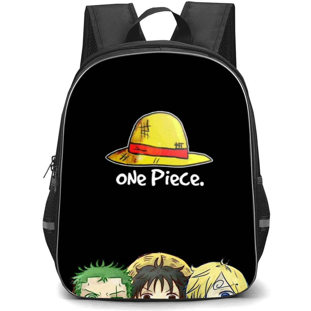 One Piece Luffy Backpack StudentPack - Luffy Hat With Luffy Zoro Sanji Peeking