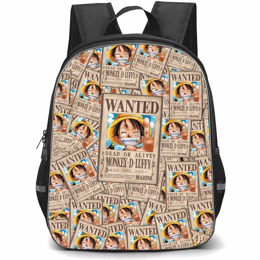One Piece Luffy Backpack StudentPack - Luffy Wanted Bounty Pattern Art