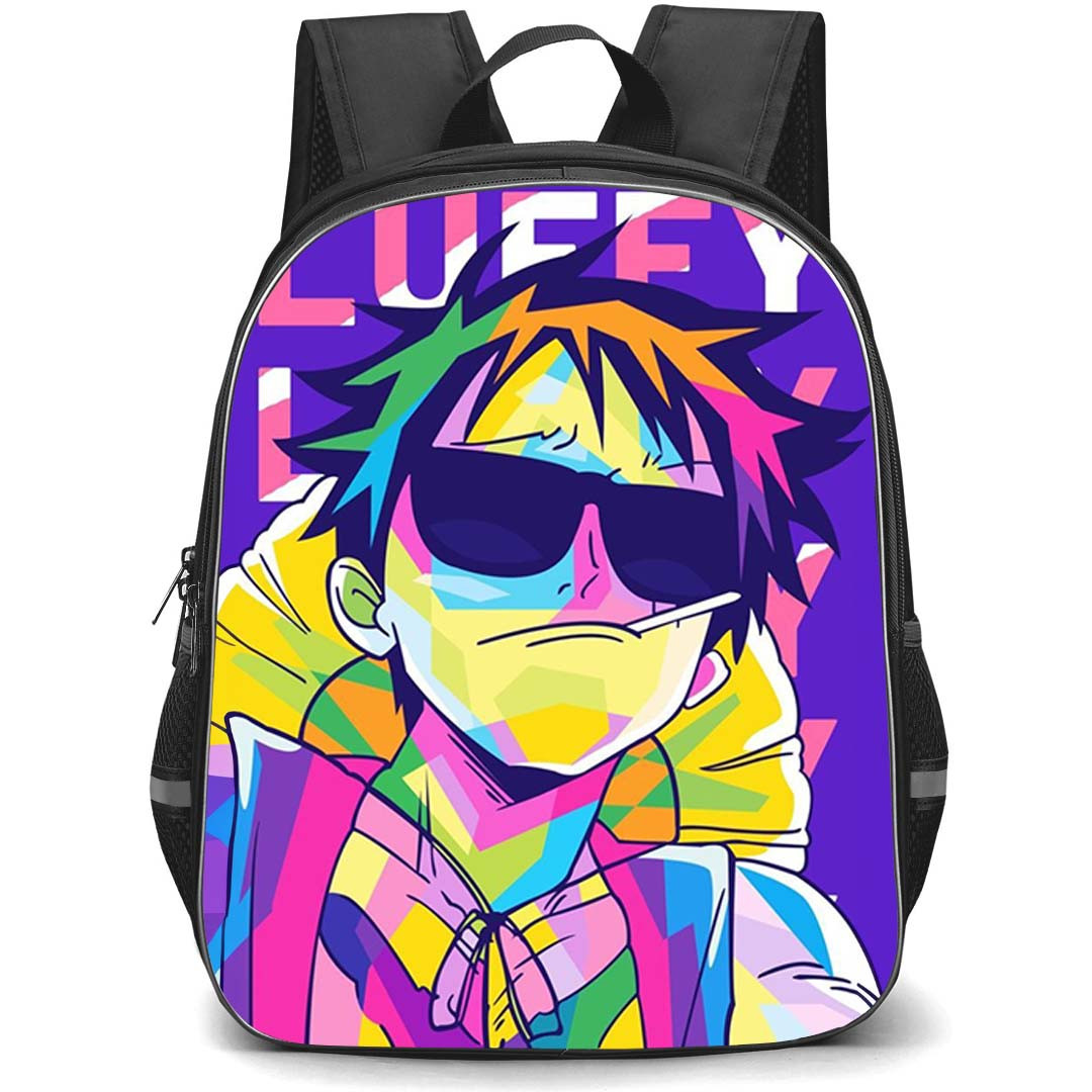 One Piece Luffy Backpack StudentPack - Luffy Wearing Glasses Wpap Popart Style