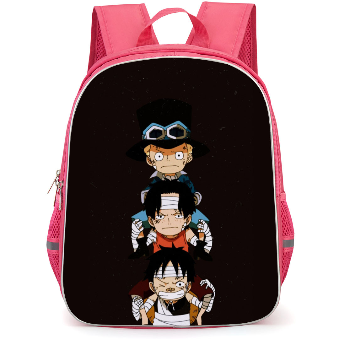 One Piece Backpack StudentPack - Luffy Ace Sabo 3 Brothers Portrait Black Background