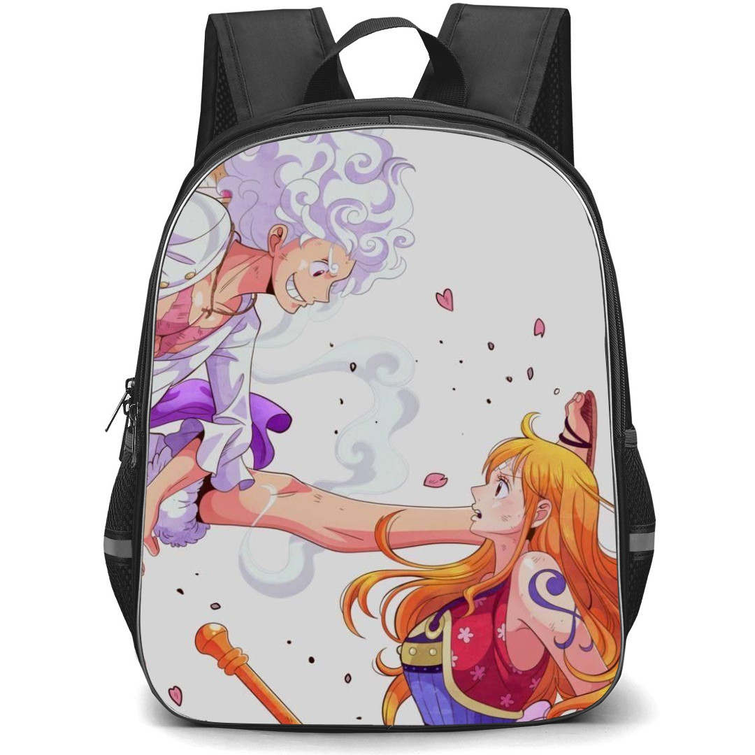 One Piece School Backpack StudentPack - Luffy And Nami Face To Face White Background