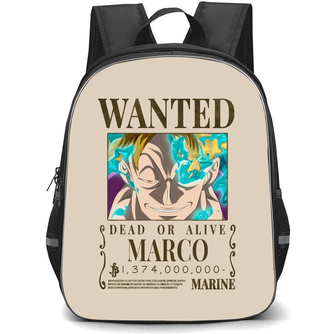 One Piece Marco Backpack StudentPack - Marco Wanted Bounty Poster