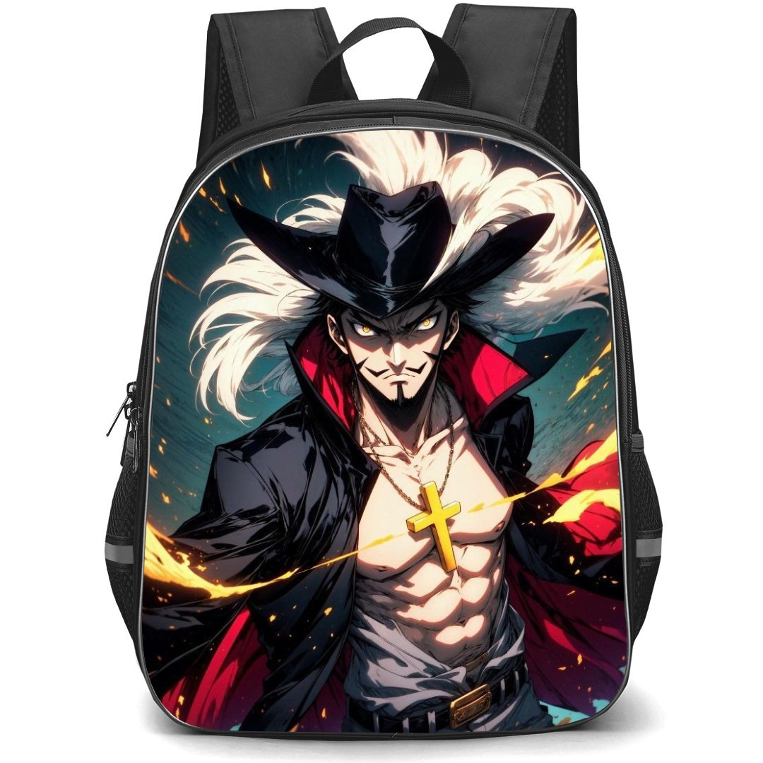 One Piece Mihawk School Backpack StudentPack - Mihawk Portrait Blue Background