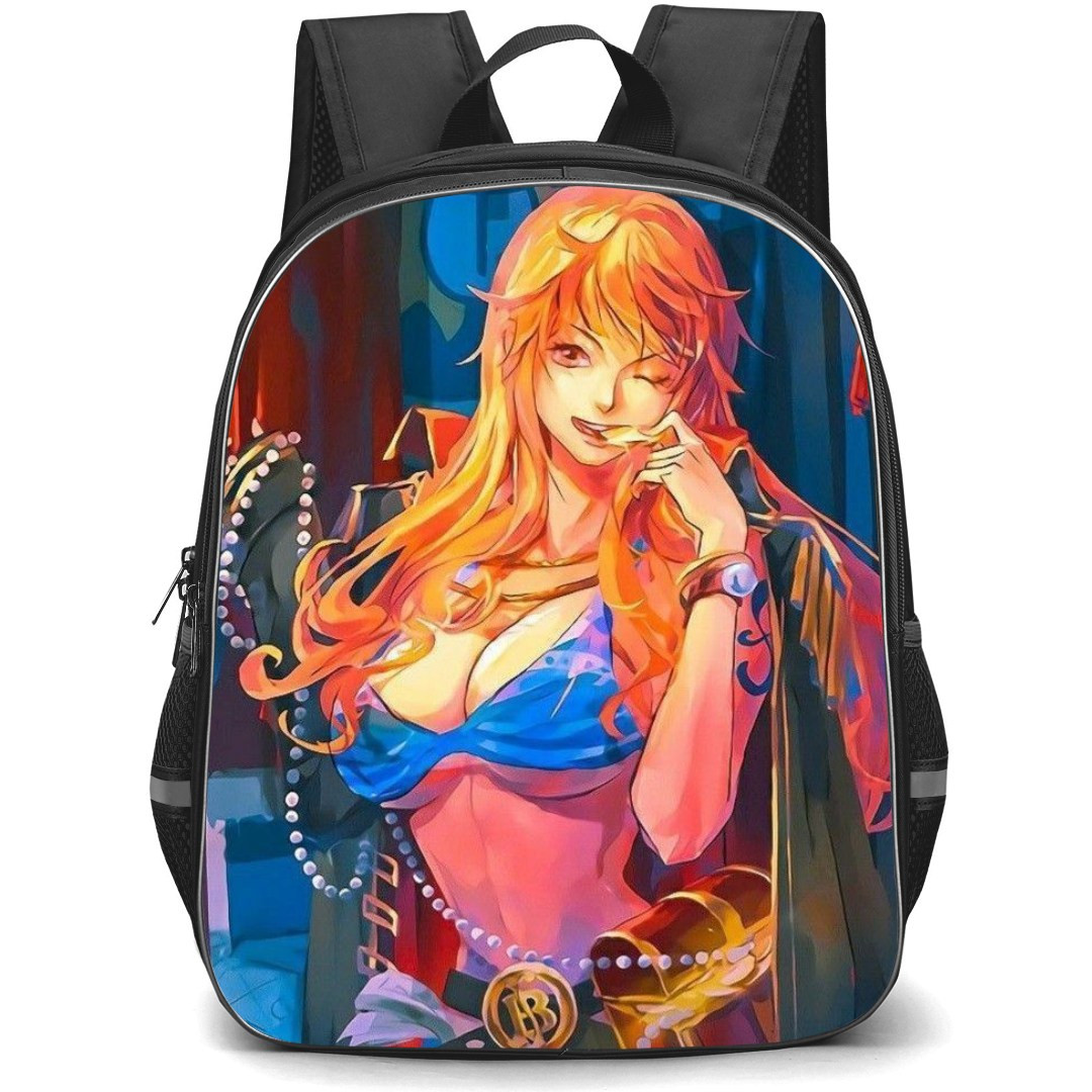 One Piece Nami School Backpack StudentPack - Nami Biting Coin Illustration