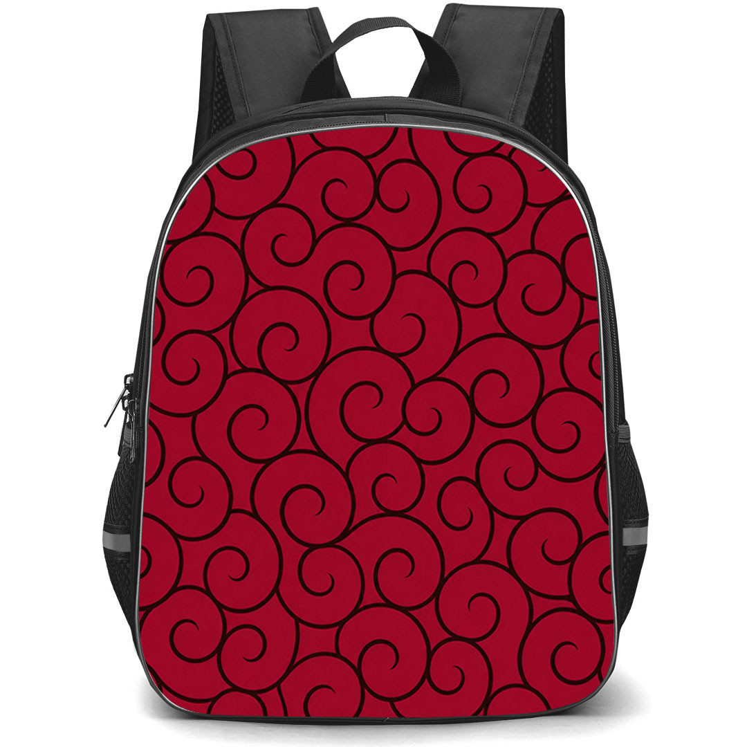 One Piece Backpack School Bag StudentPack - One Piece Op Op Devil Fruit Red Swirl Pattern Art Poster