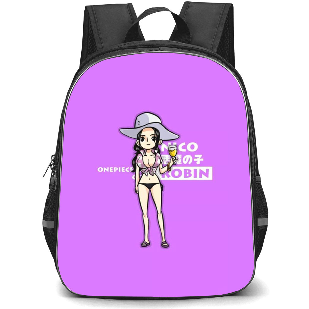 One Piece Robin Backpack StudentPack - Robin Bikini Portrait Purple Background