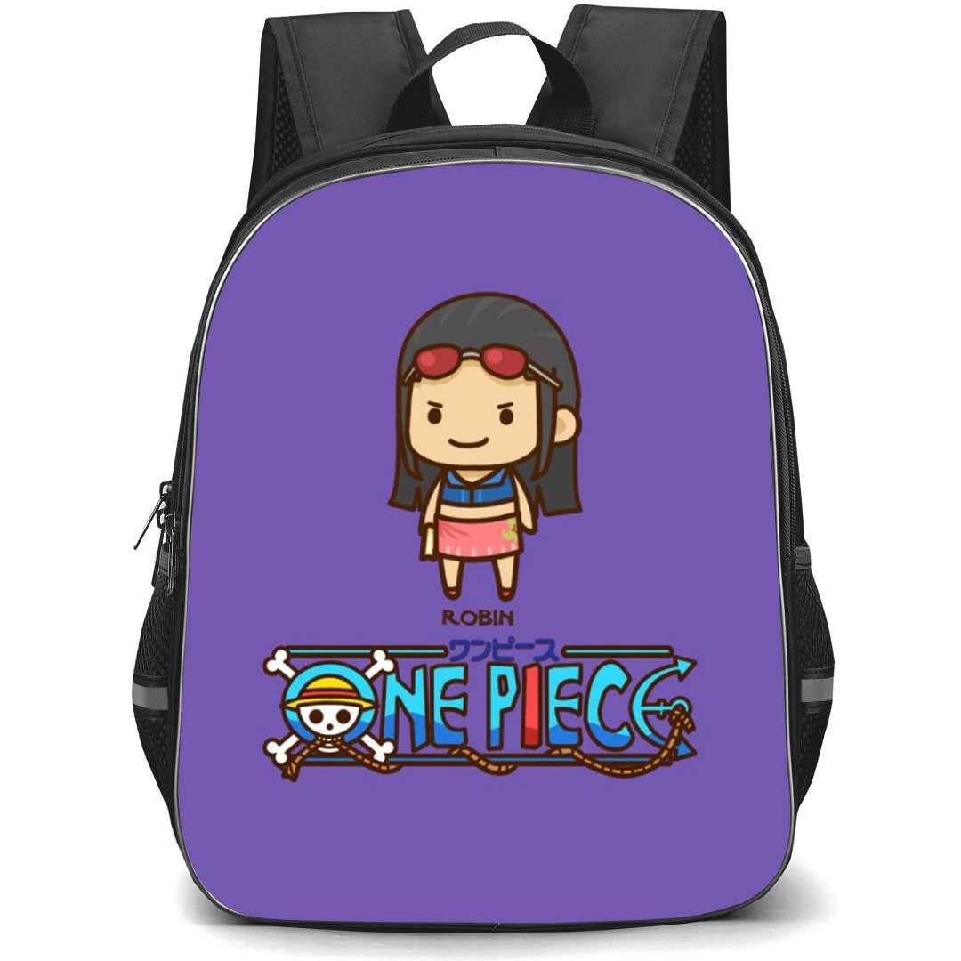 One Piece Robin Backpack StudentPack - Robin Chibi Portrait Purple Background
