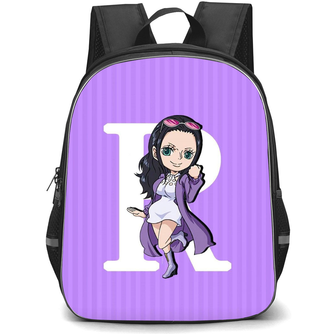 One Piece Robin Backpack StudentPack - Robin Purple Stripe Background