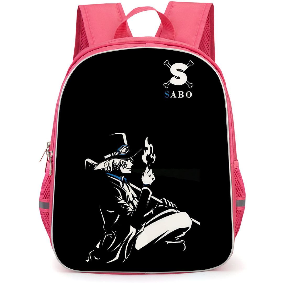One Piece Sabo Backpack StudentPack - Sabo Black And White Sitting Side Portrait