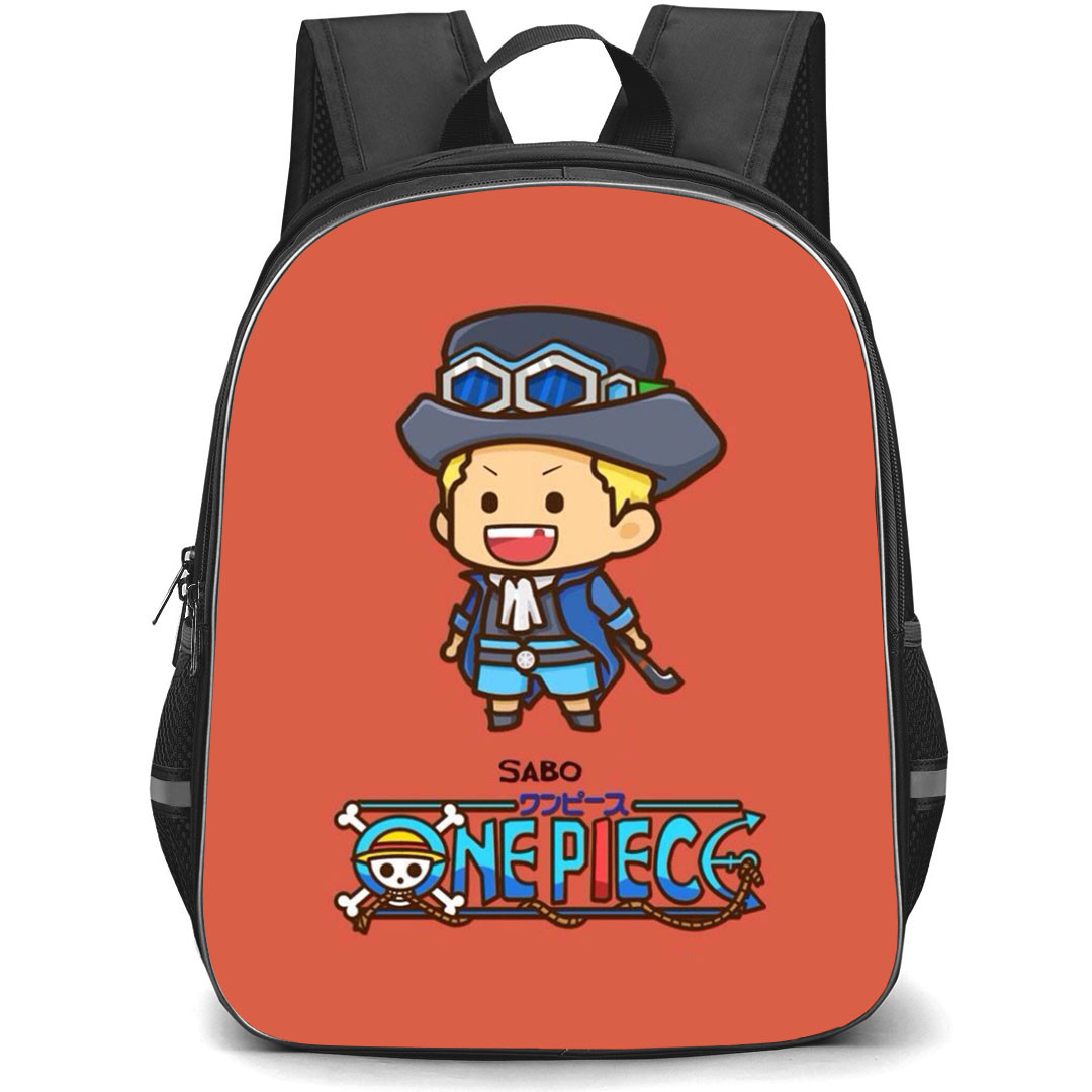 One Piece Sabo Backpack StudentPack - Sabo Chibi Portrait Red Background