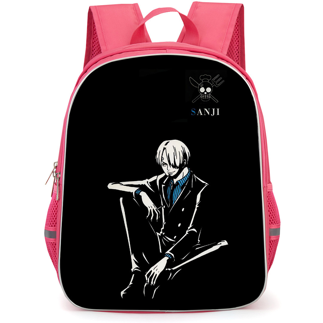 One Piece Sanji Backpack StudentPack - Sanji Black And White Sitting Portrait