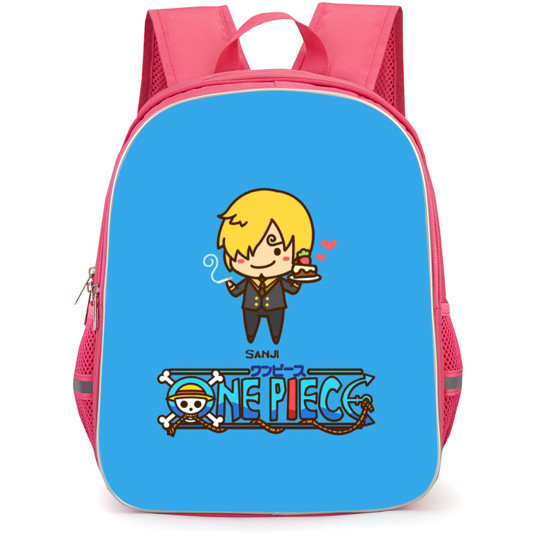 One Piece Sanji Backpack StudentPack - Sanji Chibi Portrait Blue Background
