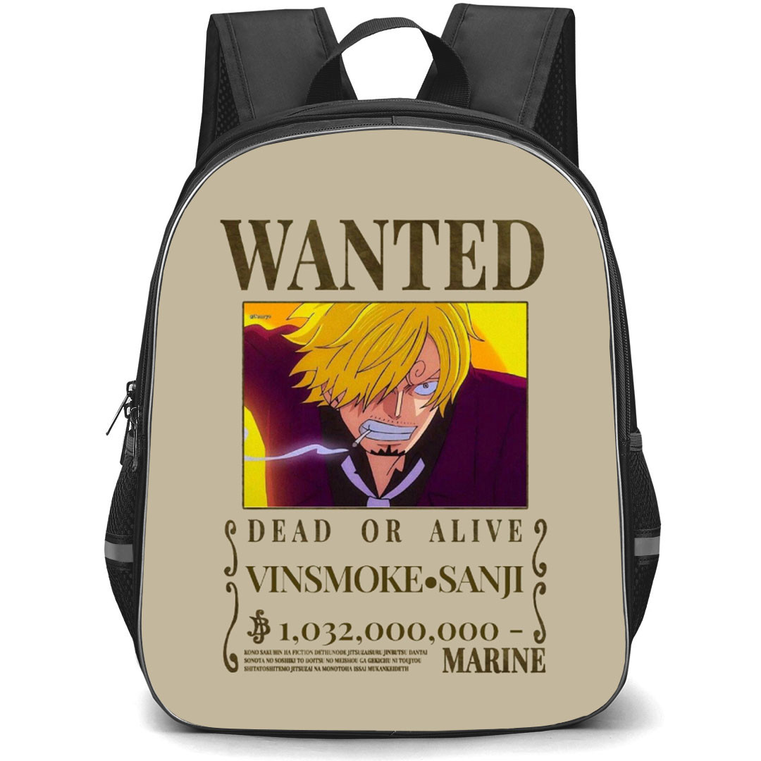 One Piece Sanji Backpack StudentPack - Sanji Wanted Bounty Poster