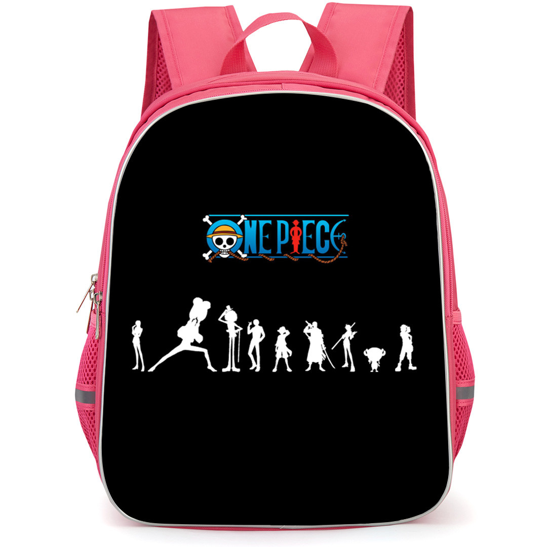 One Piece Straw Hat Backpack StudentPack - Straw Hat Pirates Black And White Silhouette