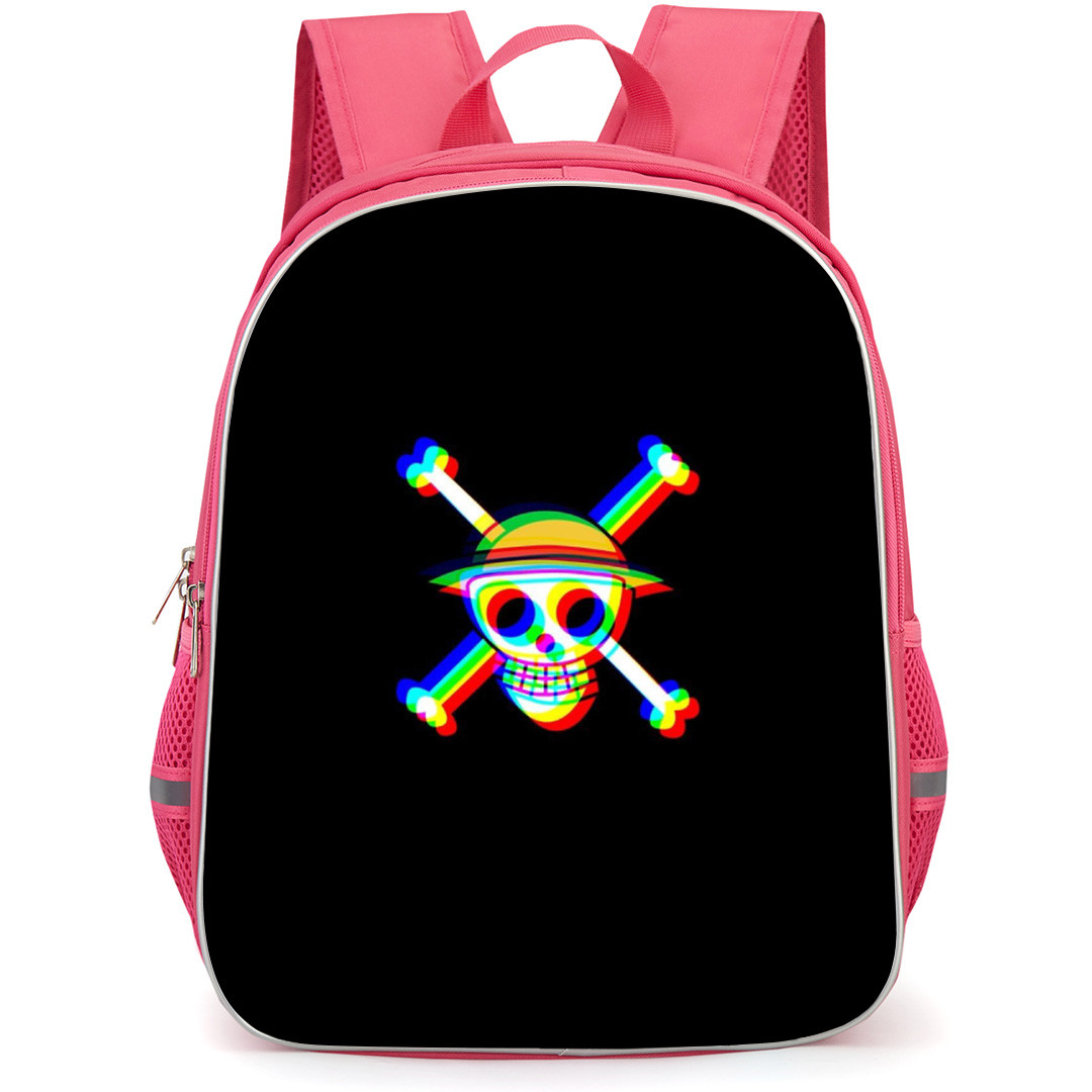 One Piece Straw Hat Backpack StudentPack - Straw Hat Pirate Logo Trip Effect
